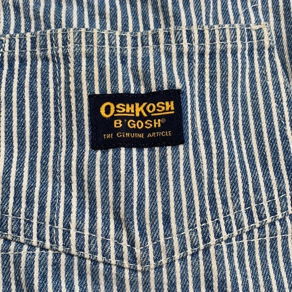 OshKosh B'gosh Vestbak Vintage Striped Denim Overalls sz 18 months